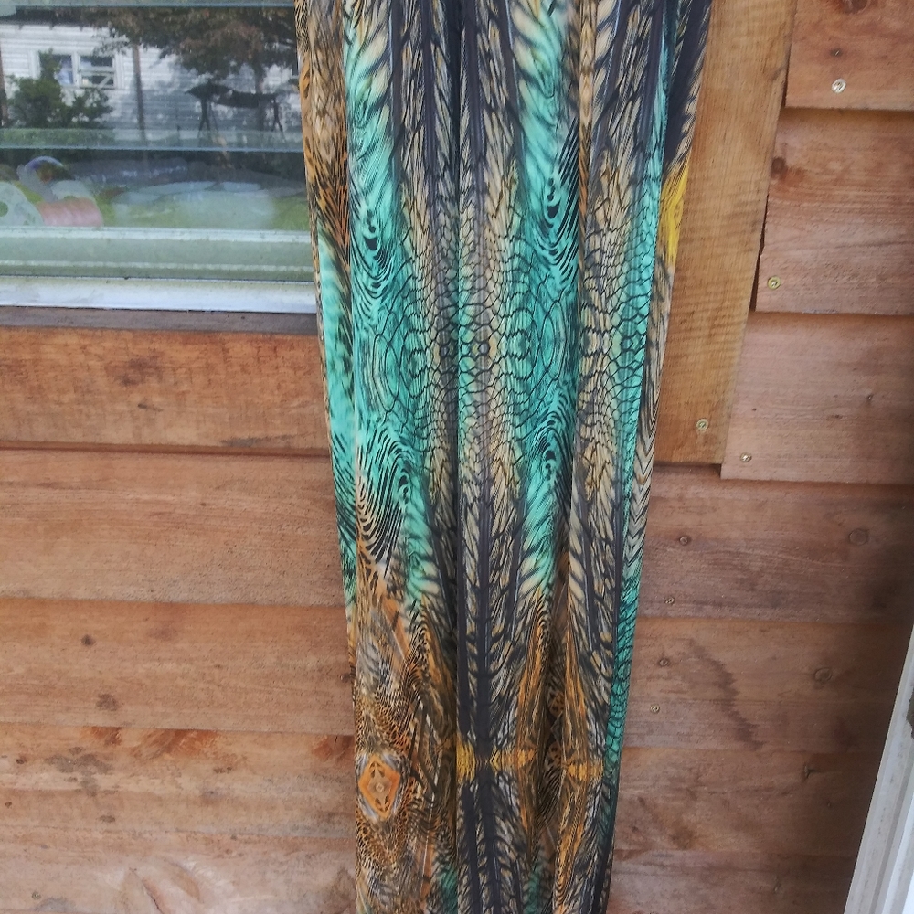 NWT- MULTI TIGER PRINT CROSS OVER HALTERNECK MAXI DRESS/COVER UP - Picture 6 of 16